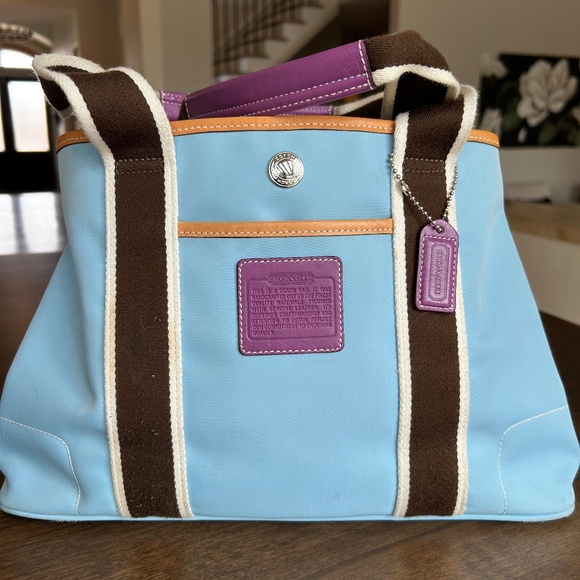 Vintage 2003 Coach Womens Hamptons Weekend Handbag in Blue Nylon - Picture 1 of 4